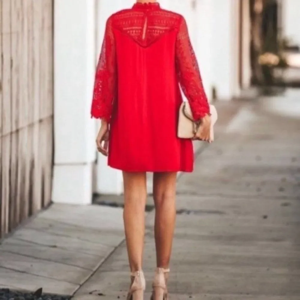 En Creme Crochet Shift Dress Size S